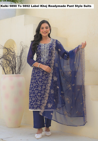 Kalki 9890 To 9892 Label Khoj Chanderi Viscose Readymade Pant Style Suits Supplier India