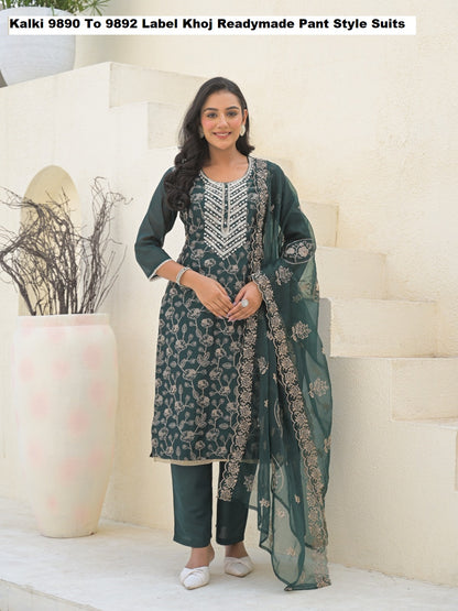 Kalki 9890 To 9892 Label Khoj Chanderi Viscose Readymade Pant Style Suits Supplier India