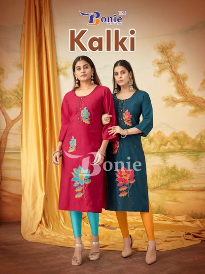 Kalki Bonie Vertigan Knee Length Kurtis Exporter Gujarat