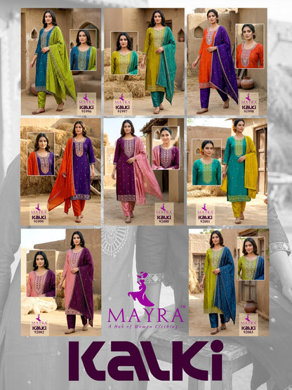 Kalki Mayra Vichitra Silk Readymade Pant Style Suits Wholesale Rate