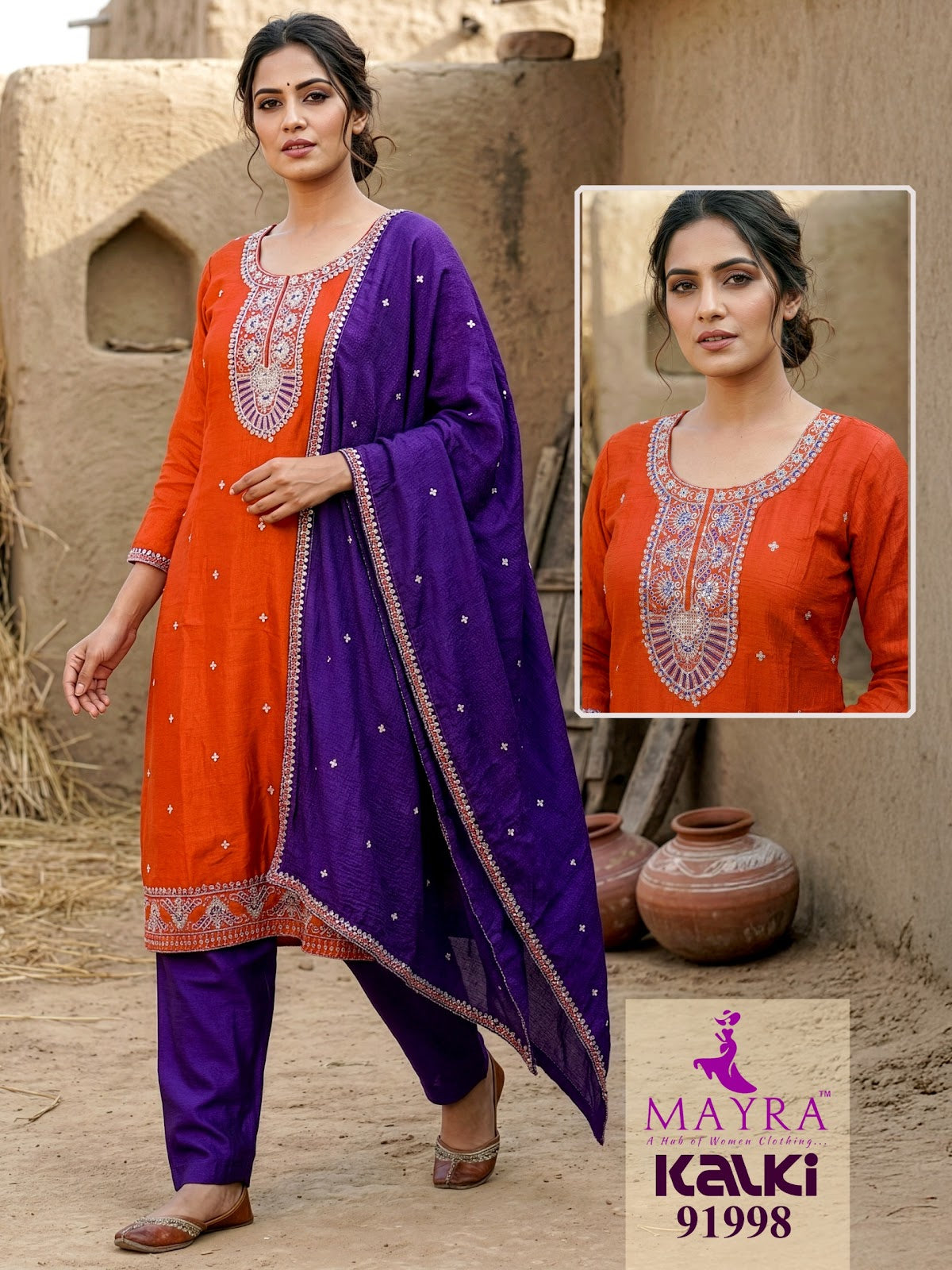 Kalki Mayra Vichitra Silk Readymade Pant Style Suits Wholesale Rate