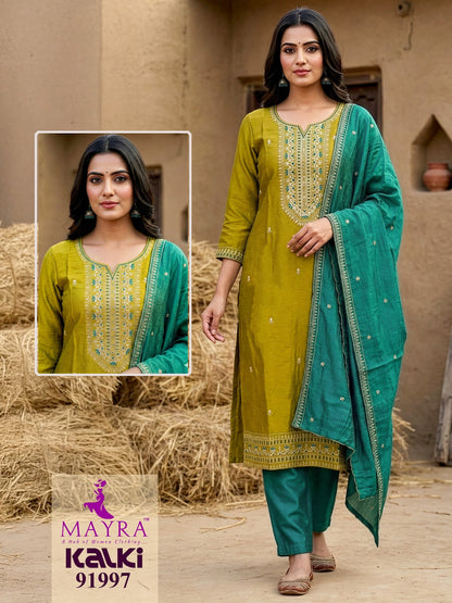 Kalki Mayra Vichitra Silk Readymade Pant Style Suits Wholesale Rate