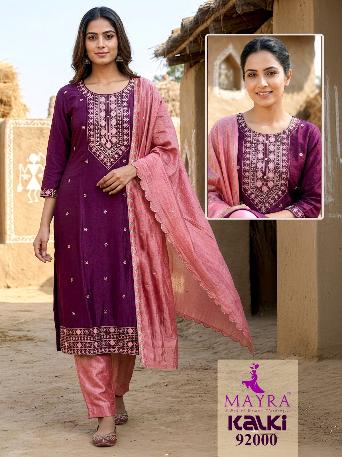 Kalki Mayra Vichitra Silk Readymade Pant Style Suits Wholesale Rate