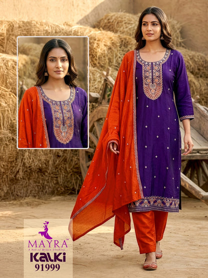 Kalki Mayra Vichitra Silk Readymade Pant Style Suits Wholesale Rate