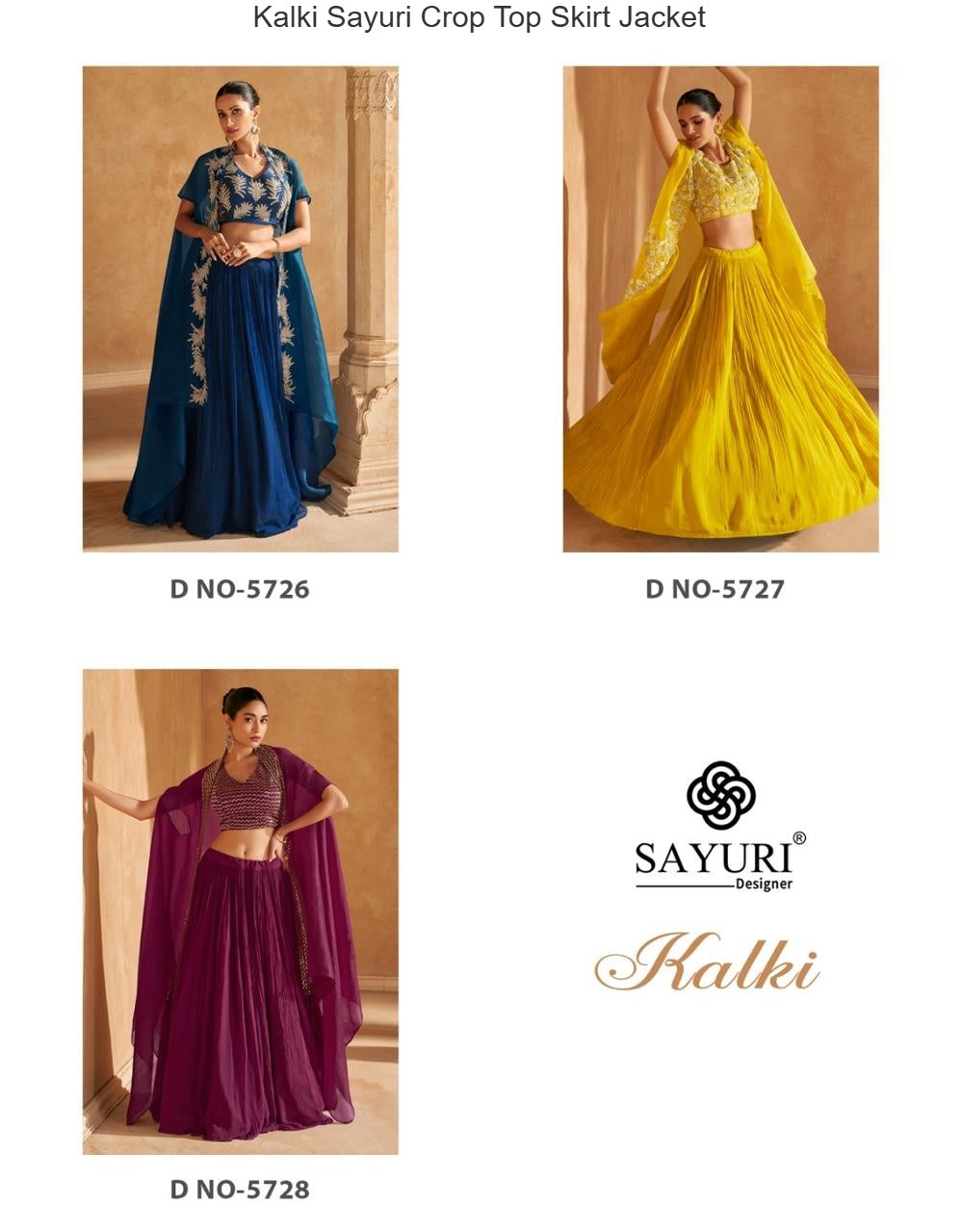 Kalki Sayuri Chinon Silk Crop Top Skirt Jacket Manufacturer