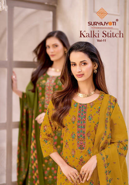 Kalki Stitch Vol 11 Suryajyoti Jam Satin Readymade Pant Style Suits Wholesale