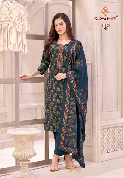 Kalki Stitch Vol 11 Suryajyoti Jam Satin Readymade Pant Style Suits Wholesale