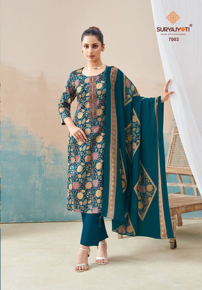 Kalki Stitch Vol 7 Suryajyoti Jaam Satin Readymade Pant Style Suits Wholesale Rate