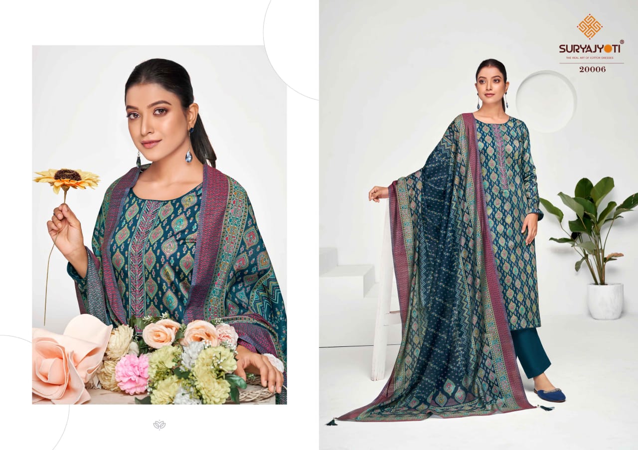 Kalki Vol 20 Suryajyoti Jaam Satin Pant Style Suits Supplier Gujarat