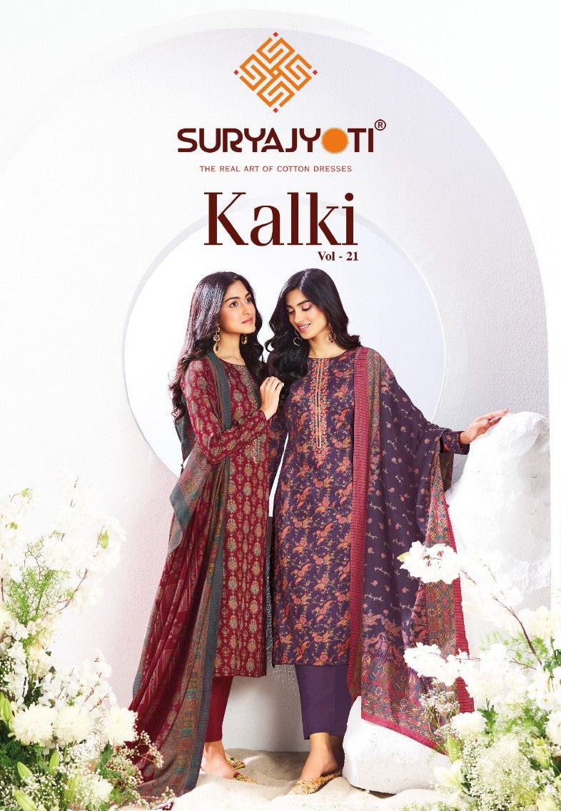 Kalki Vol 21 Suryajyoti Jaam Satin Pant Style Suits Wholesaler