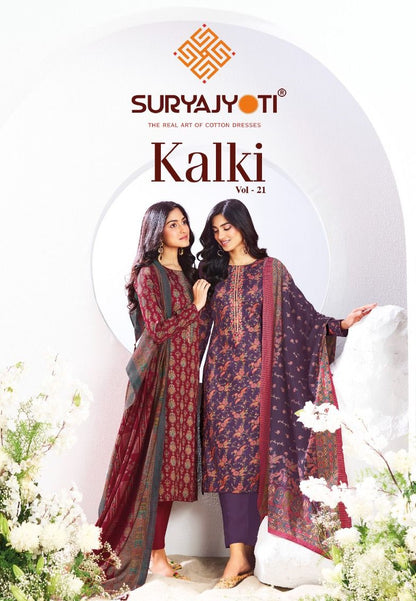Kalki Vol 21 Suryajyoti Jaam Satin Pant Style Suits Wholesaler