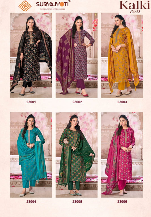 Kalki Vol 23 Suryajyoti Jaam Satin Pant Style Suits Exporter Gujarat