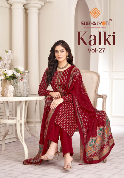 Kalki Vol 27 Suryajyoti Jaam Satin Pant Style Suits Manufacturer India