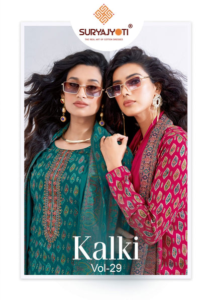 Kalki Vol 29 Suryajyoti Jaam Satin Pant Style Suits Wholesale Price