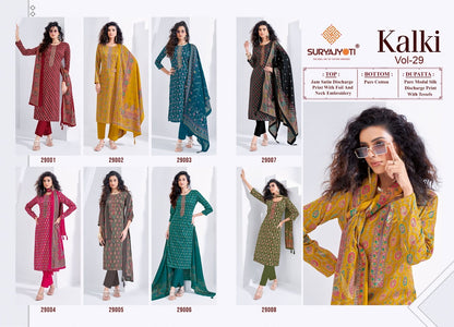 Kalki Vol 29 Suryajyoti Jaam Satin Pant Style Suits Wholesale Price