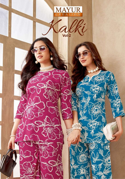 Kalki Vol 2 Mayur Creation Heavy Rayon Co Ord Set Manufacturer Gujarat