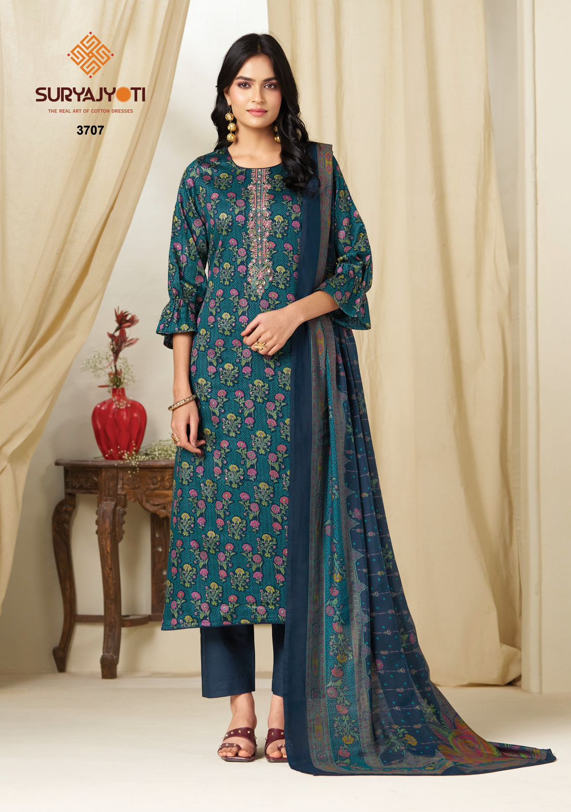 Kalki Vol 37 Suryajyoti Jaam Satin Pant Style Suits Wholesaler