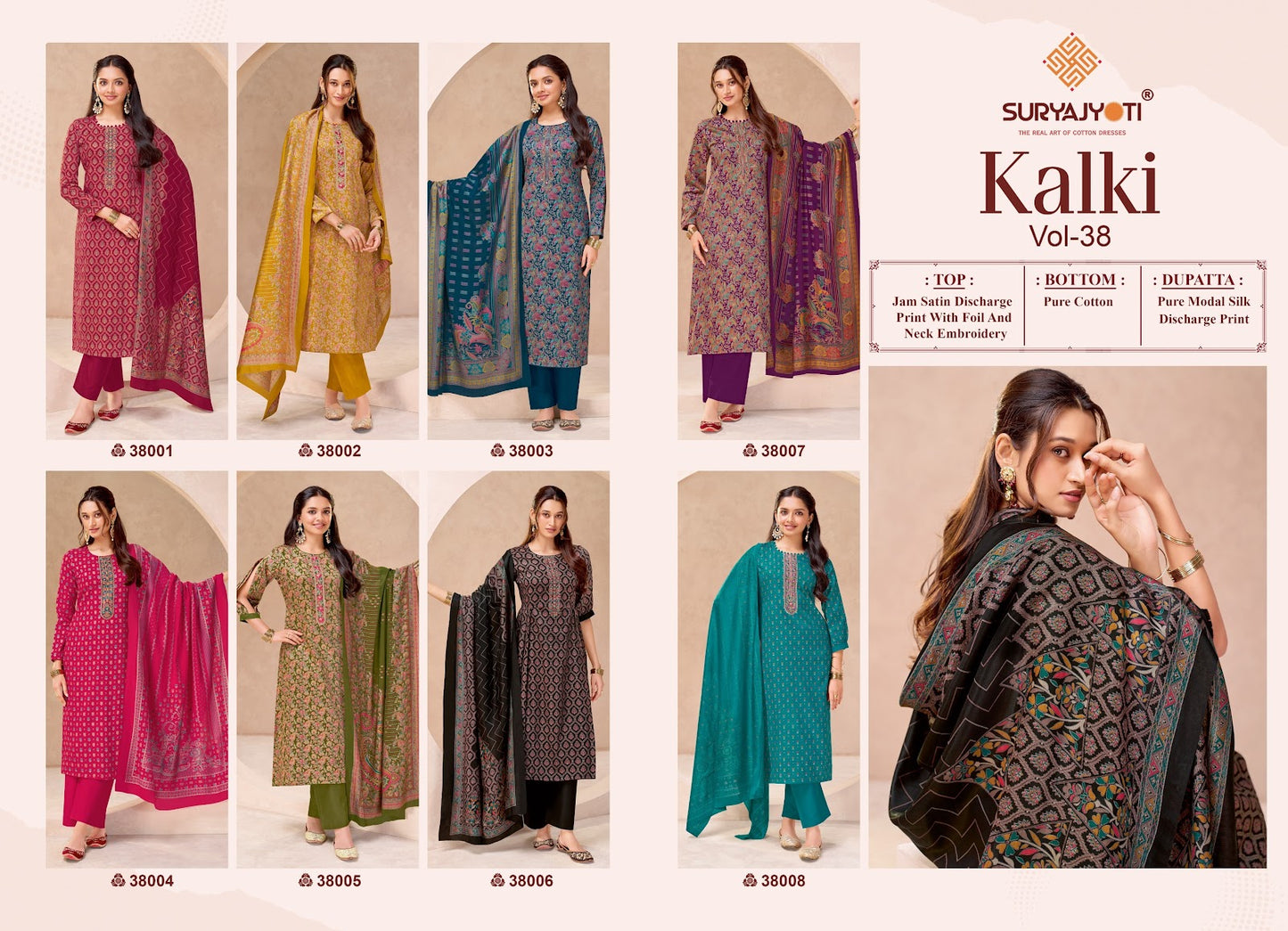 Kalki Vol 38 Suryajyoti Jaam Satin Pant Style Suits Wholesale Price