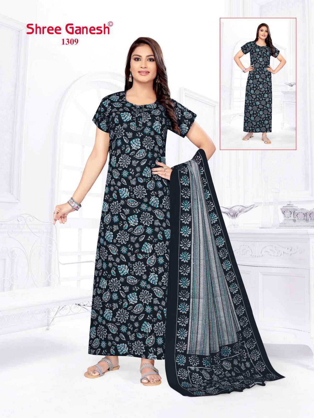 Kalki Vol 3 Shree Ganesh Cotton Night Gowns Supplier India