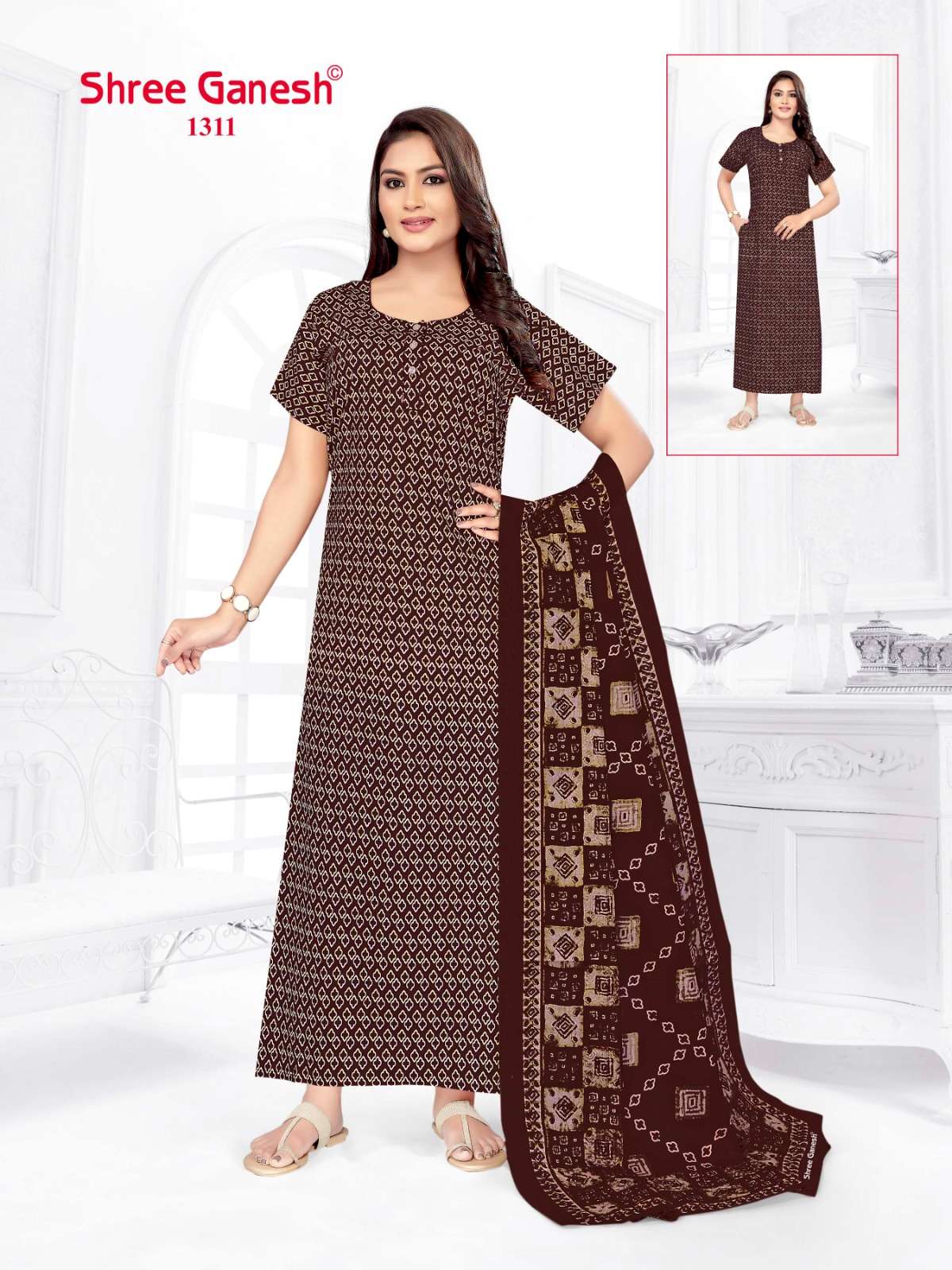 Kalki Vol 3 Shree Ganesh Cotton Night Gowns Supplier India