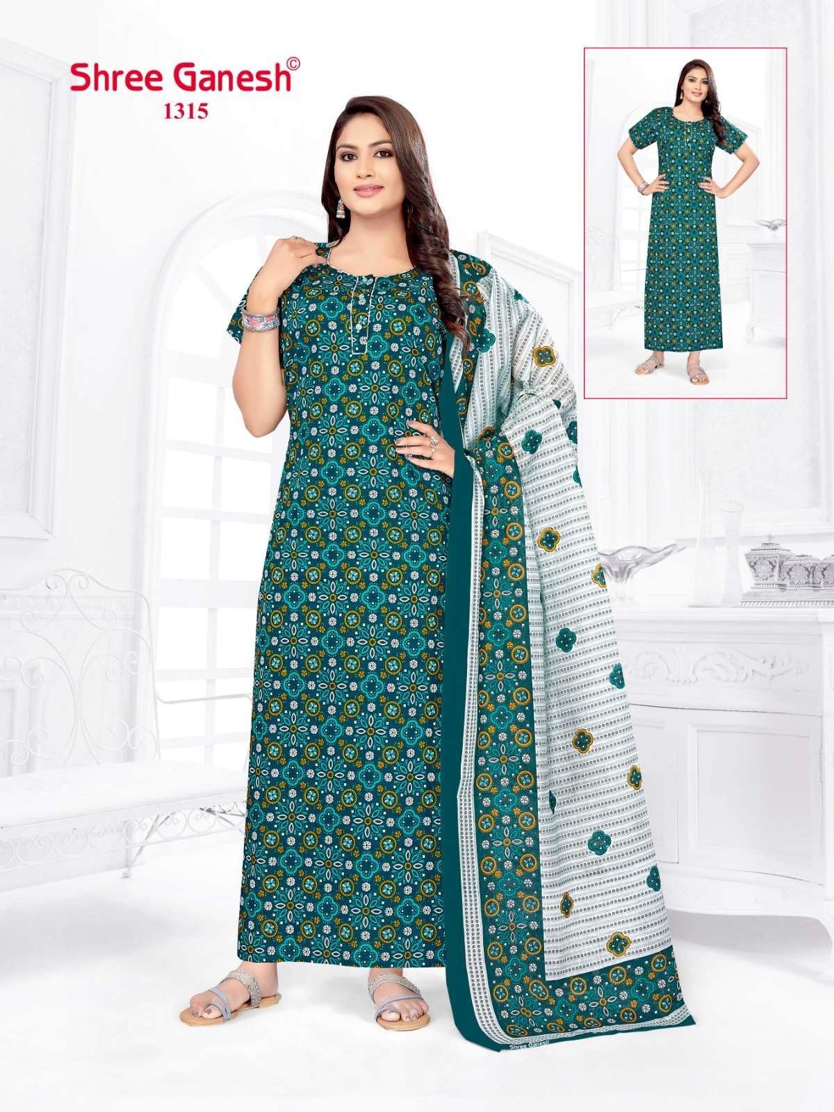 Kalki Vol 3 Shree Ganesh Cotton Night Gowns Supplier India
