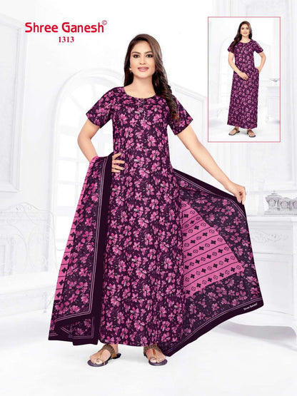 Kalki Vol 3 Shree Ganesh Cotton Night Gowns Supplier India