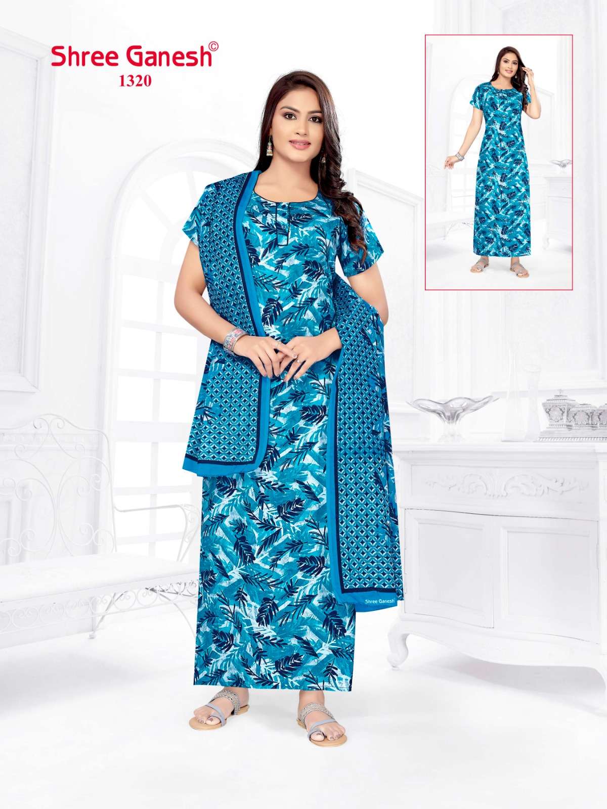 Kalki Vol 3 Shree Ganesh Cotton Night Gowns Supplier India