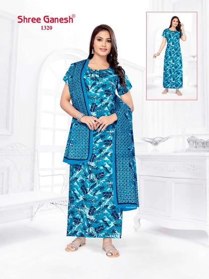 Kalki Vol 3 Shree Ganesh Cotton Night Gowns Supplier India