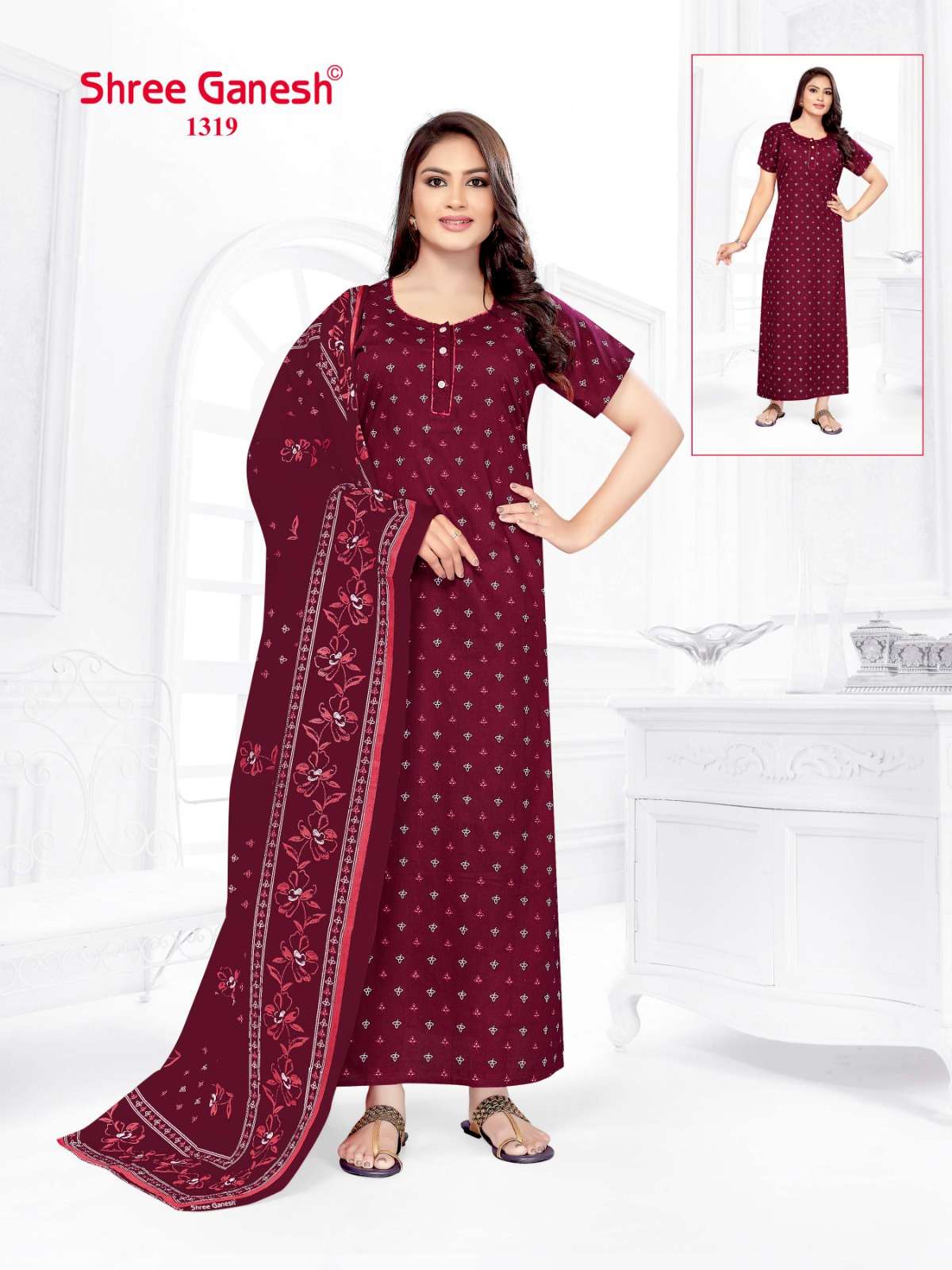 Kalki Vol 3 Shree Ganesh Cotton Night Gowns Supplier India