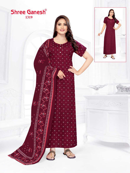 Kalki Vol 3 Shree Ganesh Cotton Night Gowns Supplier India