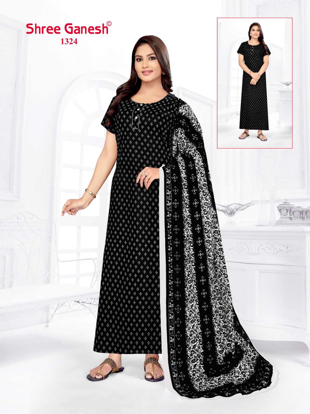 Kalki Vol 3 Shree Ganesh Cotton Night Gowns Supplier India