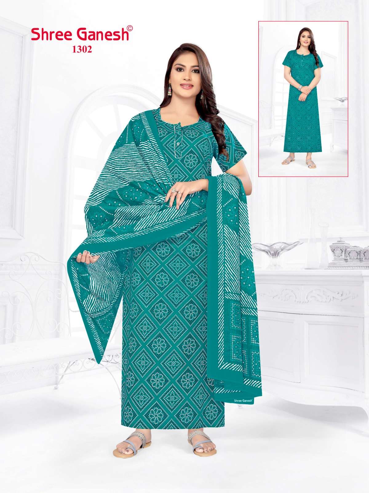 Kalki Vol 3 Shree Ganesh Cotton Night Gowns Supplier India