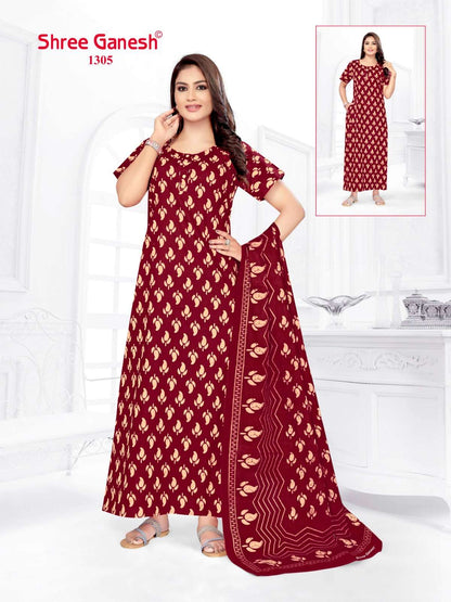 Kalki Vol 3 Shree Ganesh Cotton Night Gowns Supplier India