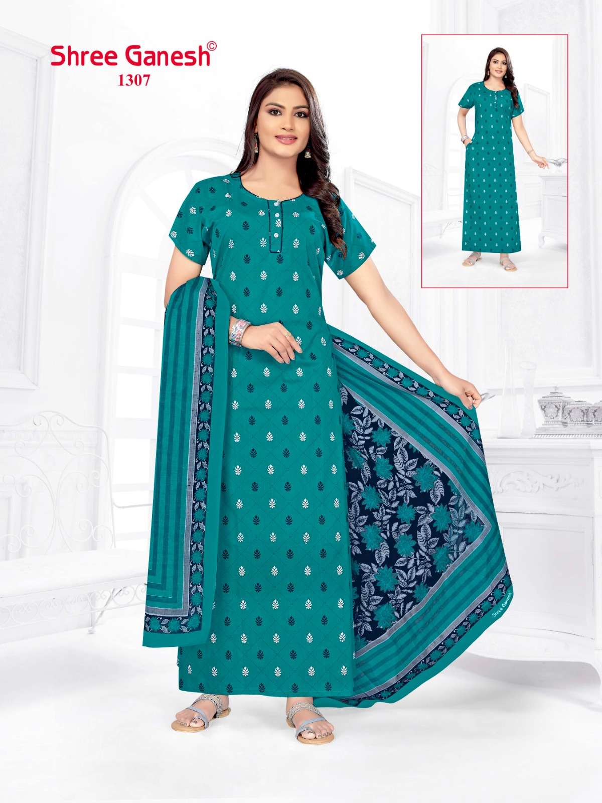 Kalki Vol 3 Shree Ganesh Cotton Night Gowns Supplier India