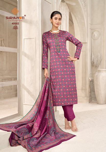 Kalki Vol 40 Suryajyoti Jaam Satin Pant Style Suits Wholesale