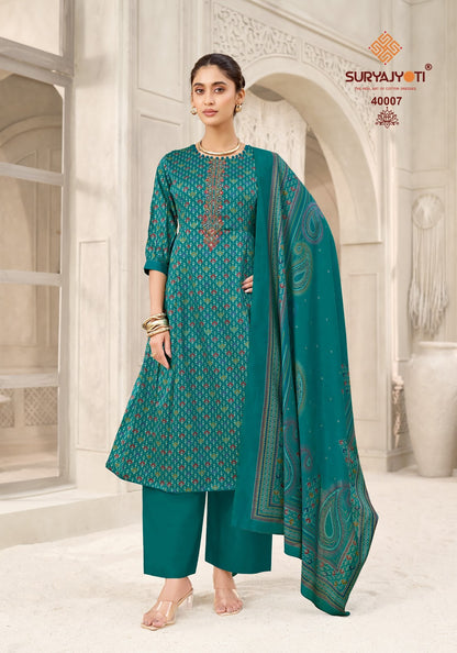 Kalki Vol 40 Suryajyoti Jaam Satin Pant Style Suits Wholesale
