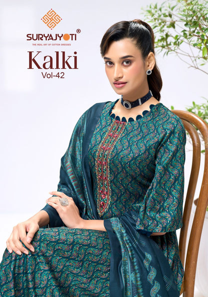 Kalki Vol 42 Suryajyoti Jaam Satin Pant Style Suits Manufacturer Gujarat