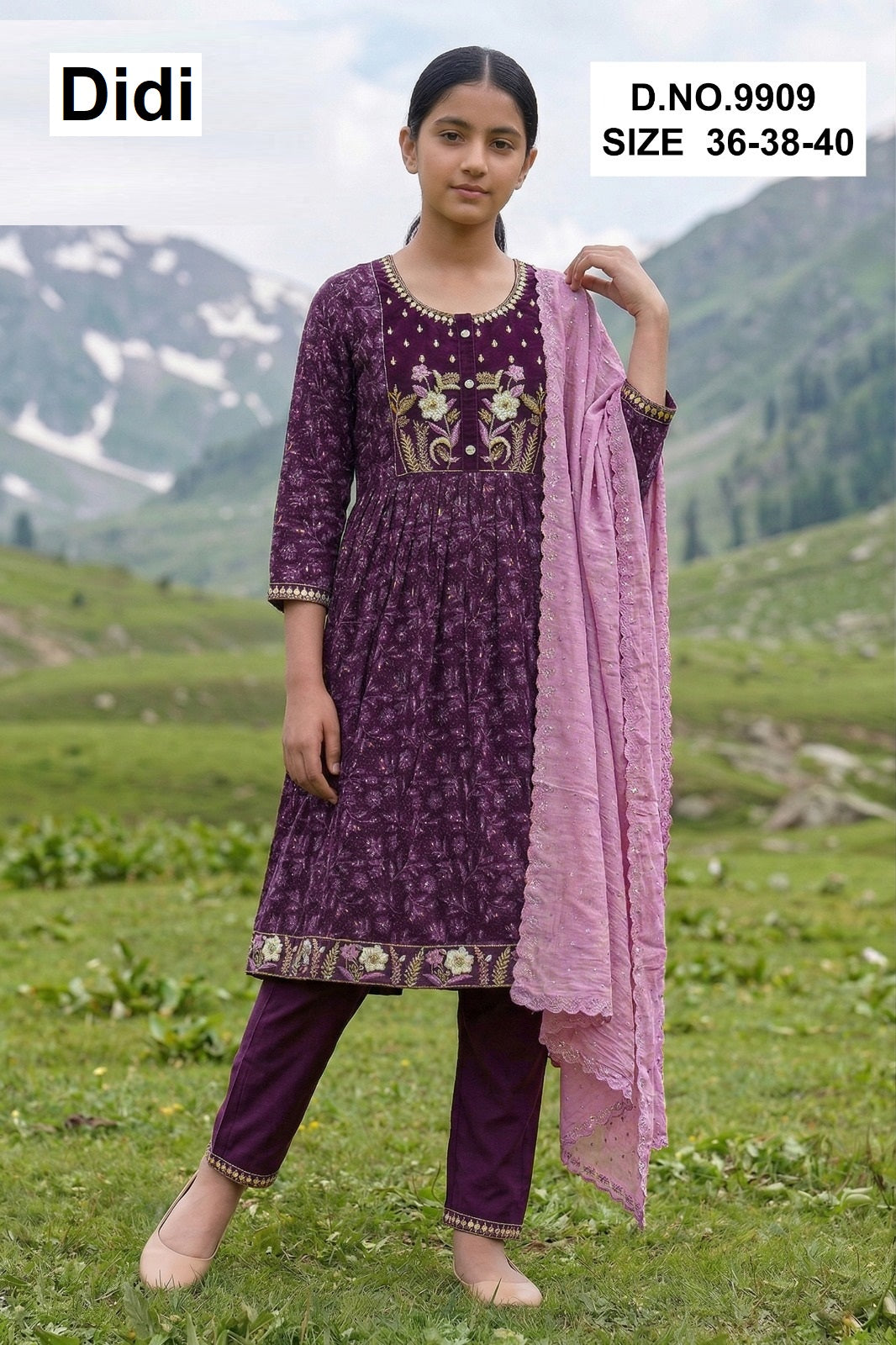 Kalpana Dn 9909 Didi Roman Silk Girls Readymade Pant Suits Supplier Ahmedabad