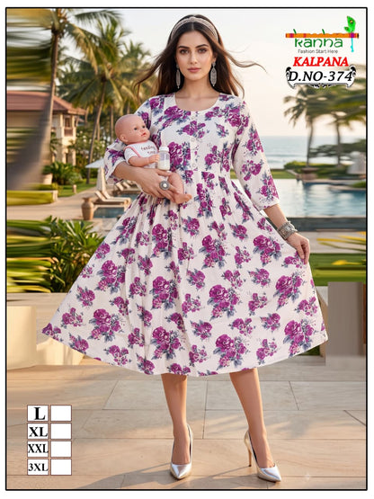 Kalpana Liva Kanha Reyon Feeding Kurtis Wholesaler Ahmedabad