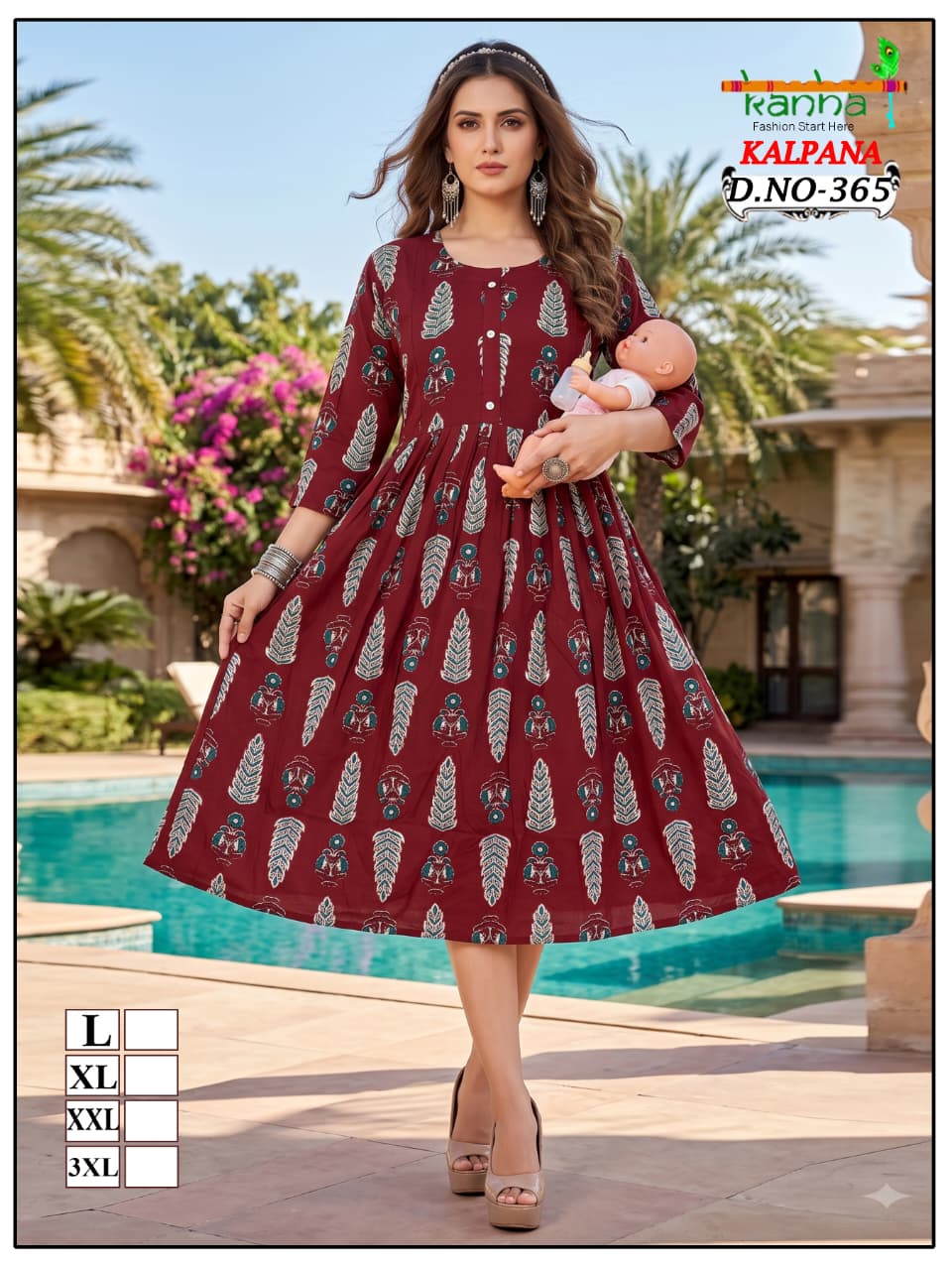 Kalpana Liva Kanha Reyon Feeding Kurtis Wholesaler Ahmedabad