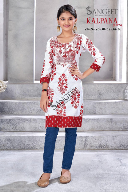 Kalpana Sangeet Heavy Rayon Girls Kurti Wholesale Price