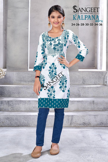 Kalpana Sangeet Heavy Rayon Girls Kurti Wholesale Price