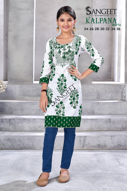 Kalpana Sangeet Heavy Rayon Girls Kurti Wholesale Price