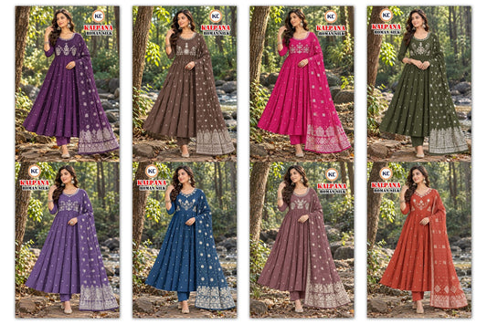 Kalpana Vol 5 Kc Roman Silk Readymade Anarkali Suits Supplier Gujarat