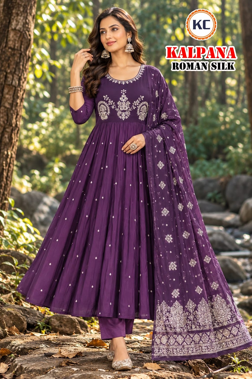 Kalpana Vol 5 Kc Roman Silk Readymade Anarkali Suits Supplier Gujarat