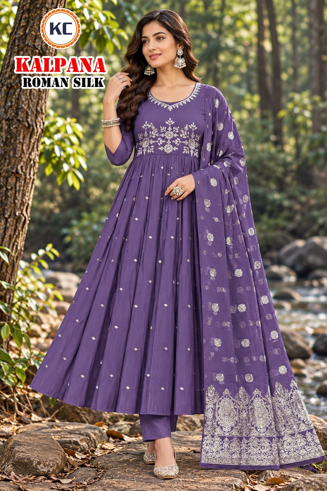 Kalpana Vol 5 Kc Roman Silk Readymade Anarkali Suits Supplier Gujarat