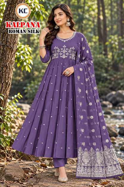 Kalpana Vol 5 Kc Roman Silk Readymade Anarkali Suits Supplier Gujarat