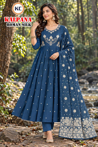 Kalpana Vol 5 Kc Roman Silk Readymade Anarkali Suits Supplier Gujarat