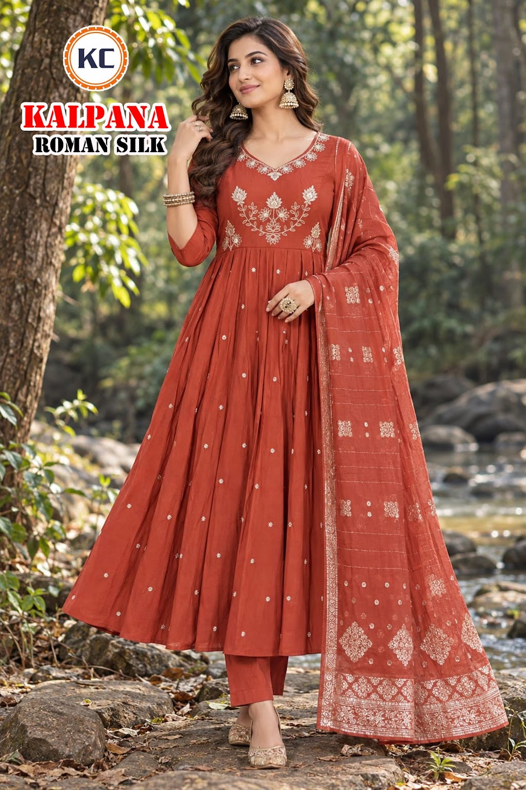 Kalpana Vol 5 Kc Roman Silk Readymade Anarkali Suits Supplier Gujarat