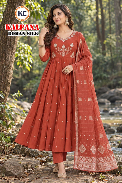 Kalpana Vol 5 Kc Roman Silk Readymade Anarkali Suits Supplier Gujarat